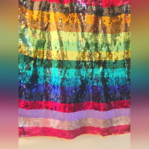 NWT!! Mac Duggal, Multicolor Long Sleeve Sequin Rainbow Dress, MSRP $598 - Picture 6 of 11